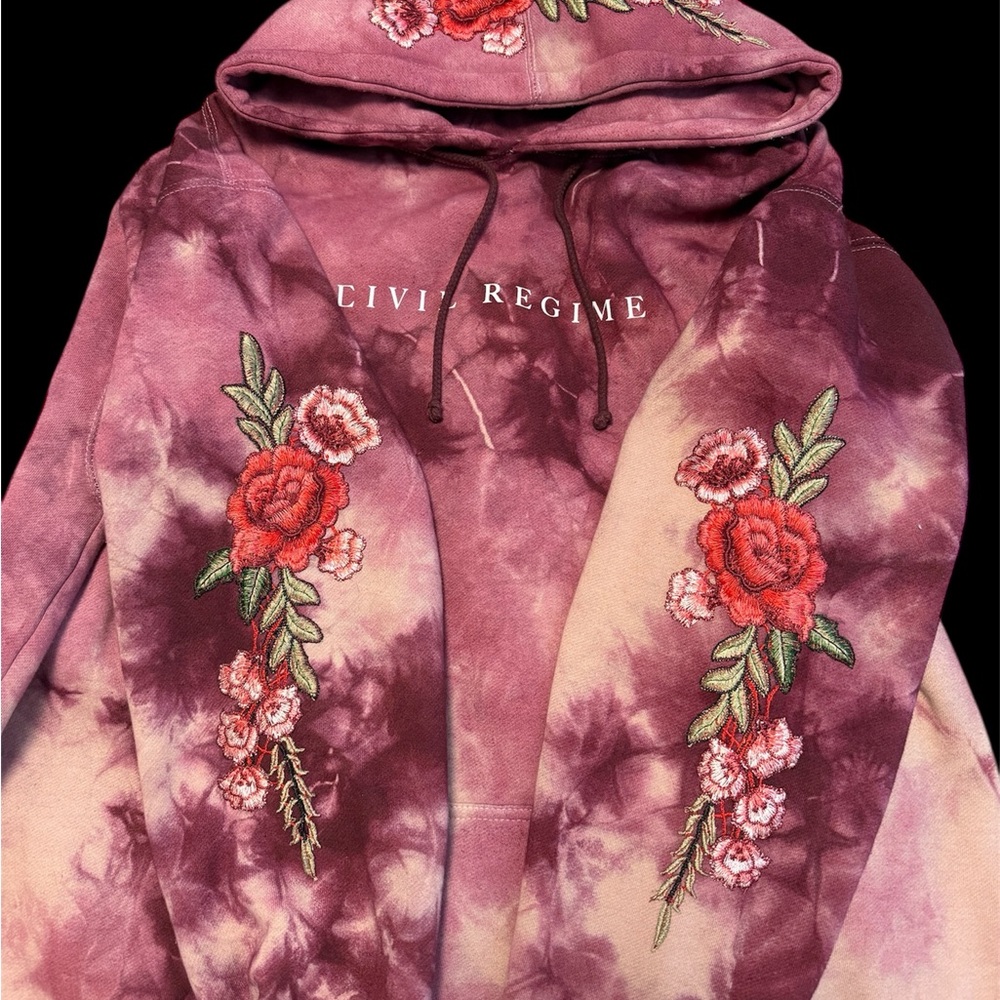 Civil Regime Unisex Roses Embroidered Hoodie